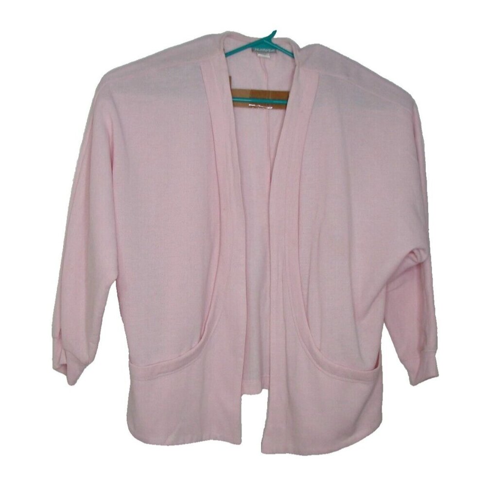 Blair Womens 2XL Pink Open Front Sweater Coat Pockets Cuffed Bat Wing Sleeves